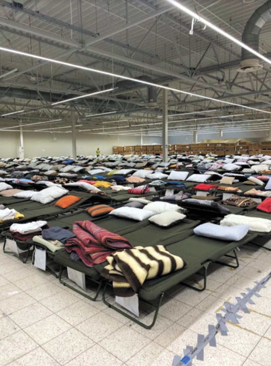 A SAFE PLACE TO STAY: Dane recently spent two weeks volunteering at a large shopping center in Przemysl, Poland, that was converted into a humanitarian center where Ukrainian refugees temporarily stayed after crossing the Medyka border. (Submitted photo)